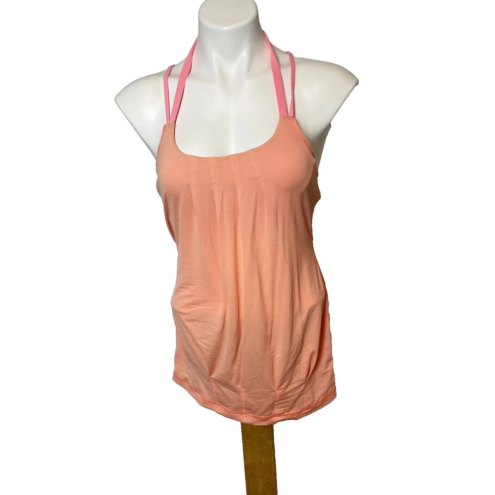 Lululemon Sleeveless Halter Flow and Go Active Tank Top Womens 4 Orange Straps